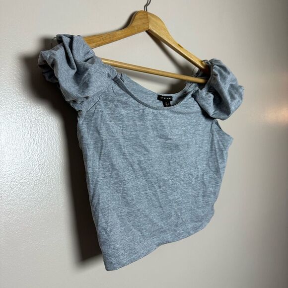 CLEARANCE! Gray Boutique Puff Shoulder Crop Top Size L NWT - Picture 3 of 5